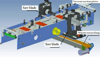 Machine de découpe et de brossage pour pattes de plaques